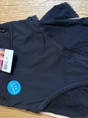 Vanity Fair Navy Ribbed Lace-Trim Briefs